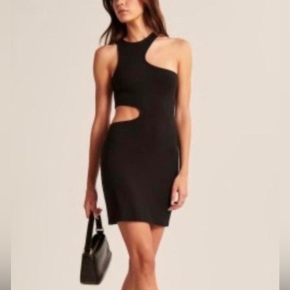 Abercrombie & Fitch Black Mini Dress with Cutout Size Medium - Picture 7 of 8
